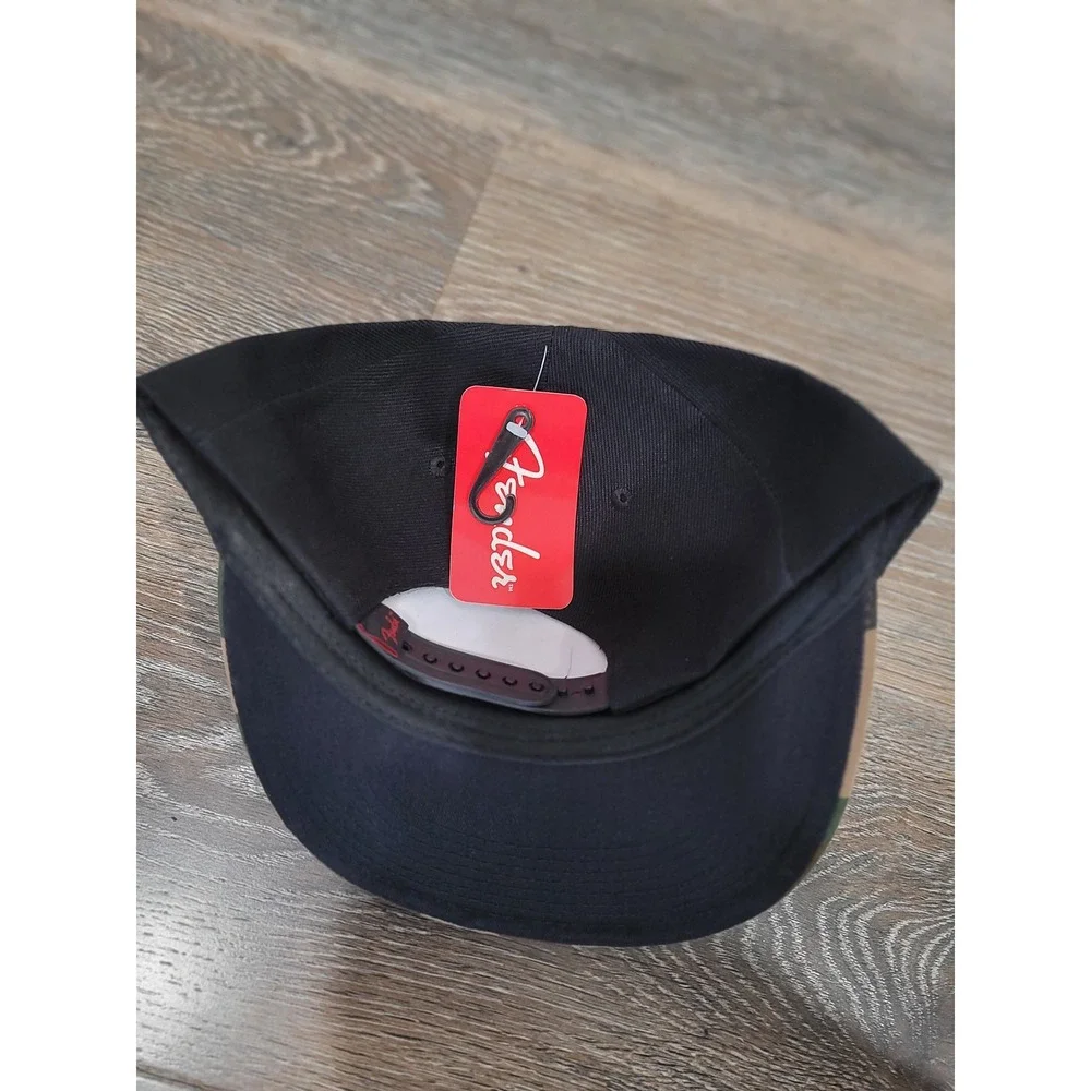 Fender Snapback Hat Black Camo Flat‎ Brim Red Embroidered Logo Adjustable #5